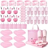 Tegeme 36 Pcs Sleepover Party Supplies for Girls 6 Fleece 59x48 Inch Throw Blanket 6 Eye Mask 6 Spa...