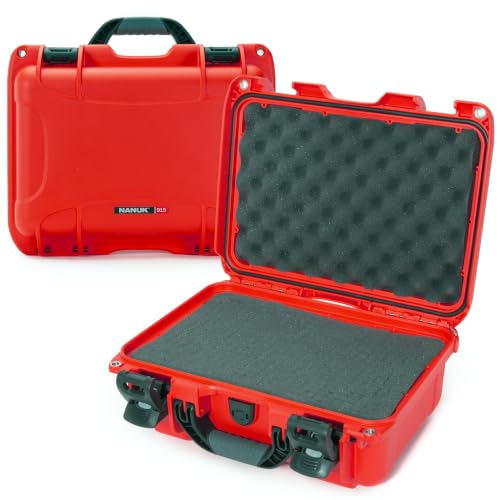 Image of NANUK 915 Hard Case with Cubed Foam - Compact Waterproof Travel Camera Hard Case with Padded Dividers, 13.8 inch x 9.3 inch x 6.2 inch - Dustproof and Impact Resistant, Airline Carry-On Approved - Red