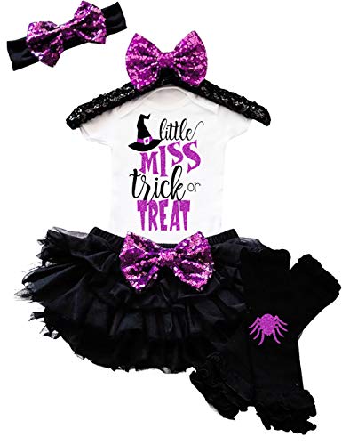 Baby Halloween Costumes Tutu Dress Witch Rompers for Baby Girls+Leg Warmers+Headband Outfits 9-12 Months