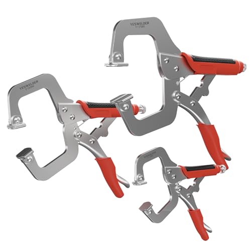 Image of YESWELDER C-Clamp Set of 3 Sizes (6, 9, 11 inches) - Robust Design, Heat-Treated Jaws, Chrome-Plated Alloy Steel for Reliable Home or Workshop Use, Red