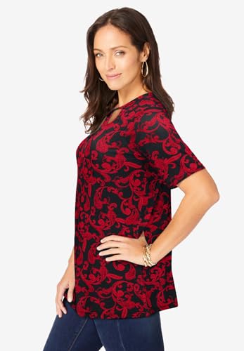 Jessica London Women's Plus Size Stretch Knit Cutout Swing Tunic3