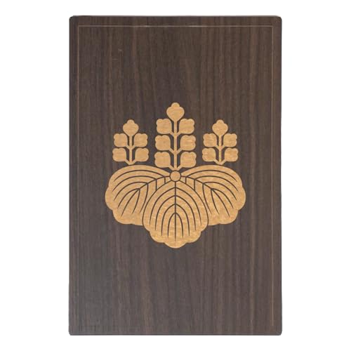 aa木製 御朱印帳 戦国家紋 【 大判 家紋御朱印帳 】 ご朱印帳 裏に透けない奉書紙 納経帳 スタンプ帳にも納経帳 はさみ紙付き 奉書紙 蛇腹式 24山48頁 (五七桐)