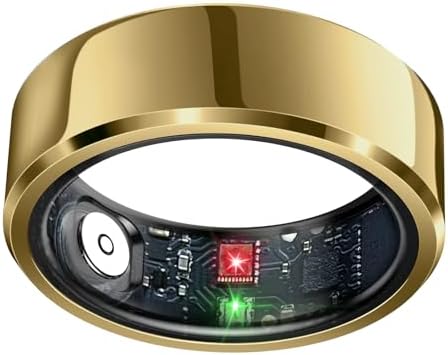 Sleep Tracker Ring with Heart Rate, Waterproof Fitness Ring for Activity Monitoring/Steps/Distance/Calories, Air Gestures,Up to 7-Day Battery, for iOS and Android (Gold,#11)