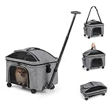 COSTWAY Transportín para Mascotas con Ruedas y Asa Telescópica