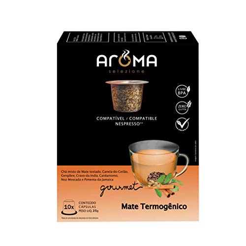Cápsulas de Chá Mate Thermogenico Aroma Selezione, Compatível com Nespresso, Contém 10 Cápsulas