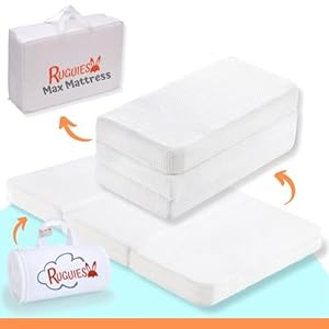 RUGUIES MAX Mattress- Colchón Cuna Viaje 120x60cm para Máximo Confort-Colchón Viscoelástica Plegable, Portátil y Reversible- Colchoneta Suelo para Bebés- Alfombra Acolchada para Niños. Oeko-Tex