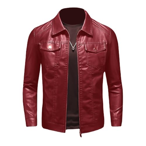 Mens Leather Jackets Casual Faux Leather Motorcycle Jacket Biker Vintage Outwear3