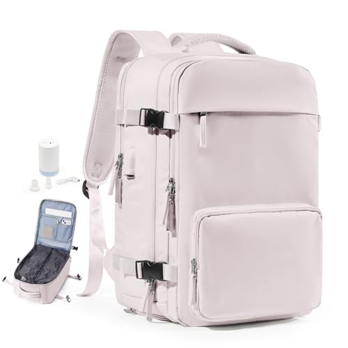 Image of Vacuum Backpack Travel Backpack with Compression, Men Women Vacuum Backpacks with Air Pump, Carry on Bag Flight Approved Personal Item Size - Pink