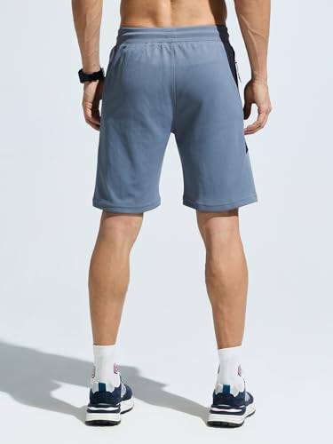 Image of DOMIN8 Men's Stylish Cut & Sew Sporty Light Weight Breathable Shorts with Secure Side Zipper Pocket | Mens Shorts | Sports wear for Men Grey