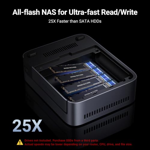 Image of UGREEN NAS DXP480T Plus 4-Bay All-Flash SSD, Intel i5 1235u 10-Core CPU | 8GB DDR5 RAM, Built-in 128G SSD, 10GbE Port, Wi-Fi 6, 4xM.2 NVMe Slots, 8KHDMI, 2xTBT4, Network Attached Storage (Diskless)