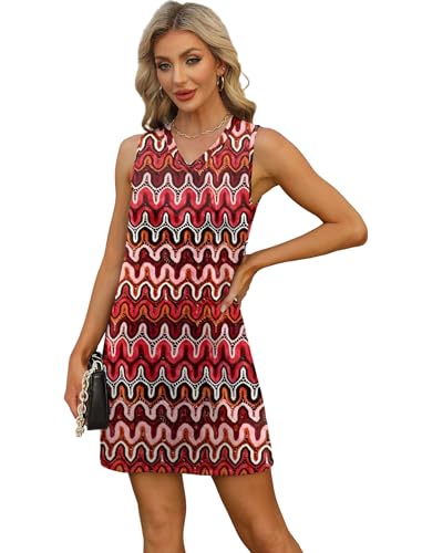 Image of BKRIVE V-Neck Summer Casual Beach Dresses for Women 2026 Vacation Women's Sleeveless Sundress with Split