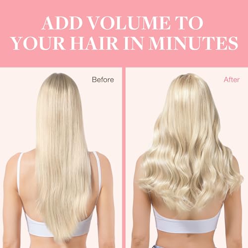 Image of GOO GOO Clip in Hair Extensions Real Human Hair, Remy Human Hair Extensions Clip ins for Women, Natural Human Hair, 22inch 120g 7Pcs, 17A /60A Ash Blonde Highlighted Platinum Blonde
