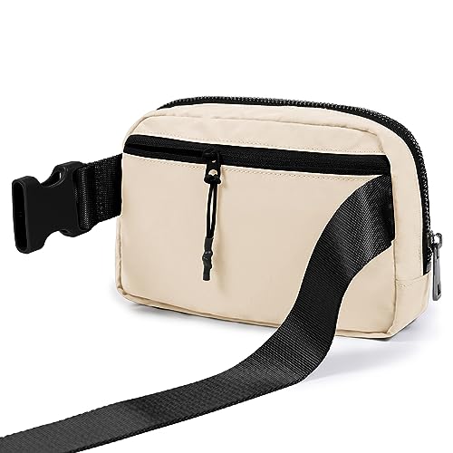 Image of ODODOS Unisex Mini Belt Bag with Adjustable Strap Small Fanny Pack for Workout Running Traveling Hiking, Ivory Black