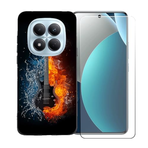 LCEHTOGYE �K�p Redmi Note 15 Pro 4G +�����K���X�X�N���[���v���e�N�^�[�p�P�[�X�A�K�p Redmi Note 15 Pro 4G (6,77")�ƌ݊����̂���u���b�N�\�t�gTPU�V���R���Q���P�[�X�ی�J�o�[ BST16