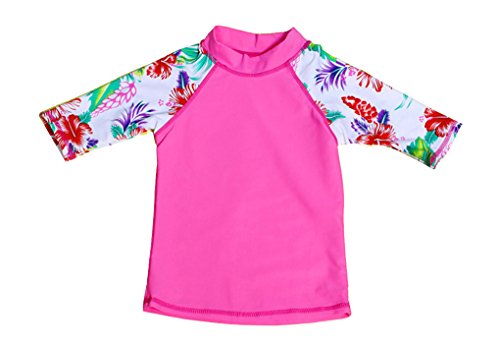 Baby Toddler Girls Two Pieces Swimsuit Set Girls Long Sleeve Bathing Suit Sunsuit Rash Guards UPF 50+(Hot Pink, 4-5T(Height:45.3"-49.2"/115-125cm)/XL) - Thumbnail 7