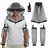 Hysagtek Moskitonetz Kopf - Mückenschutz Hut & Moskitonetz Armstulpen, Moskitonetz Kopfschutz Moskito Armstulpen, Insektenschutznetz für Camping, Angeln, Gartenarbeit