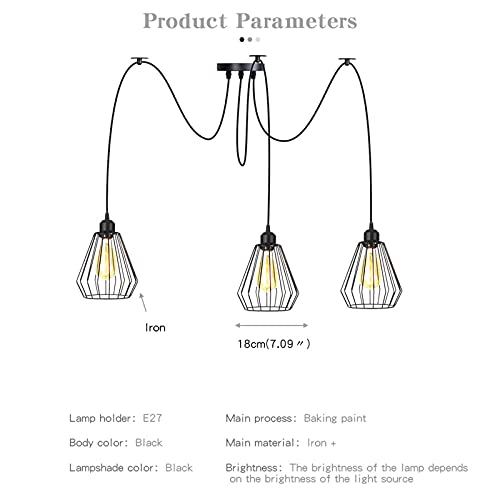Lustre industriel rustique en métal noir de qualité supérieure HNVBDOPAE