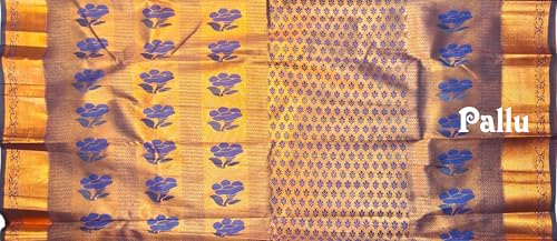 Image of VFCollections Women's Kanchipuram Silk Pure Pattu Sarees With Blouse