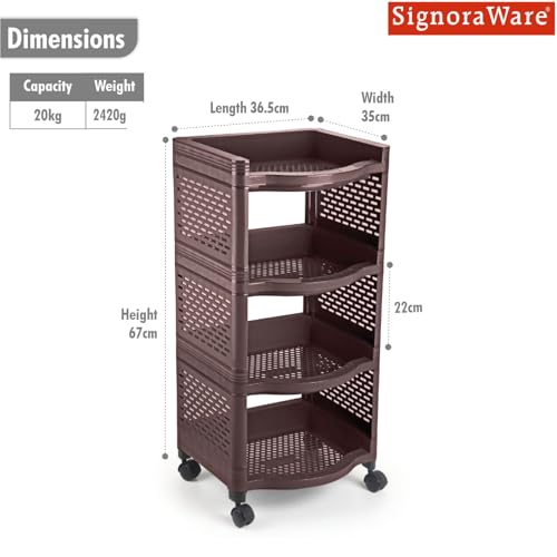 Image of SignoraWare Smart BPA Free Plastic Organiser | Modular Design | Designed to fit on countertops | Easy to Clean | Lightweight & Durable| Ideal for organizing Daily-use Spices (20kg |Set of 4 | Brown)
