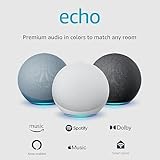 Like-New Amazon Echo (newest model), Alexa speaker with premium sound, Ideal for large bedrooms, living rooms and kitchens, Glacier White Glacier White Echo