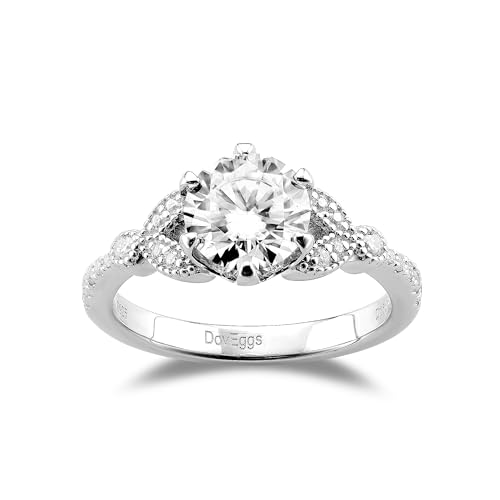 DovEggs Moissanite Engagement Rings for Women Wedding Ring,1.5ct 7.5mm FGH Color Moissanite Lab Grown Diamond Engagement Ring Wedding14k Gold Sterling Silver