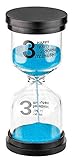 Hourglass Timer 3 Minute Sand Timer: Colorful Sand Clock 3 Minute, Small Blue Sand Watch 3 Min, Plastic Hour Glass Sandglass Timer for Kids, Games, Classroom, Kitchen, Decor