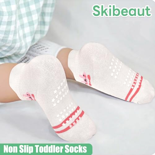 SkiBeaut Toddler Socks with Grips, 12 Pairs Kids Non-Slip Grippers Baby Boys Girls House Socks for Age 0-74