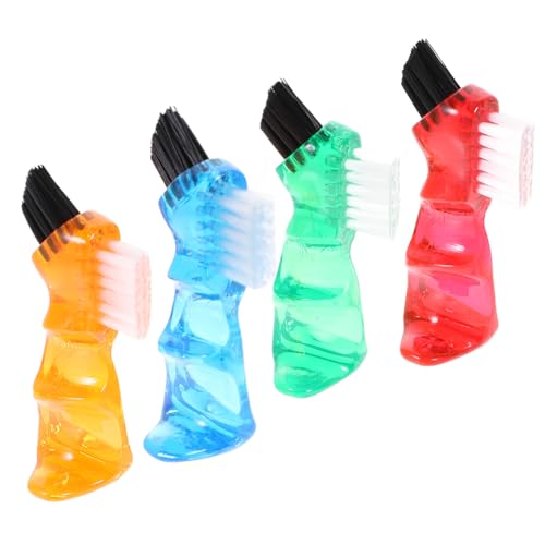 HOODANCOS 4 piezas Cepillos para Dentaduras Personales Pequeños Doble Cabeza Diseño Ergonómico Limpieza Eficaz y Portátil para Uso Doméstico