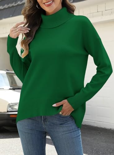 Image of ANFTFH Womens Turtleneck Sweater 2025 Ribbed Knit Top Pullover Sweaters