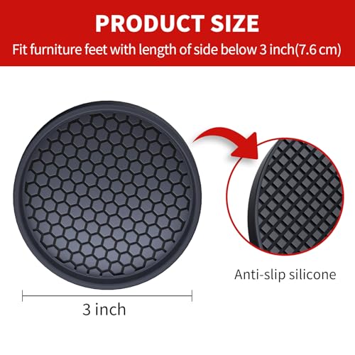 Image of Ezprotekt Non Slip Furniture Pads, 4 Pcs 3 inch Rubber Caster Cups, Anti Skid Furniture Coasters for Hardwood Floors, No Slide Furniture Gripper, Floor Protector for Bed Couch Furniture Stoppers (Black)