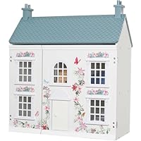 Doll House, 3-Story Wooden Cottage Dollhouse Playset w/Double-Sided Roofs, Accessories & Furniture, Pretend Play Toddler Big Doll House, Gift for Kids Aged 3+