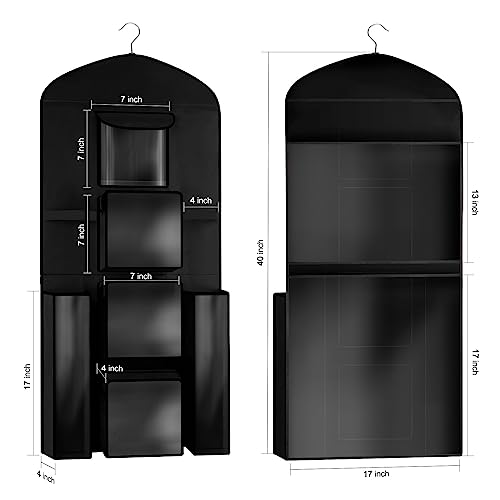 Hanging Gift Wrapping Paper Storage, 40"X17" Black Double-Sided Christmas Wrap Bag Container, Oxford Fabric Dual-Side Craft Roll Organizer, Present Wrap Holder For Bedroom Closet, Wardrobe Door, Cabinet #TOP1