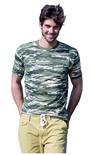 Mister Patch - T-shirt de sport - Col Chemise Italien - manches courtes - Homme Mimetica-Verde X-Large