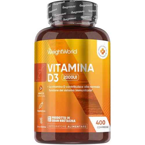 WeightWorld Vitamin D3 2000IU Tablets - Vitamin D3 (Cholecalciferol) 2000IU from Lanolin - Supports Normal Bone Muscle Teeth & Immune Function - for Men & Women - Non-GMO - 2 000 IU - 400 Tablets
