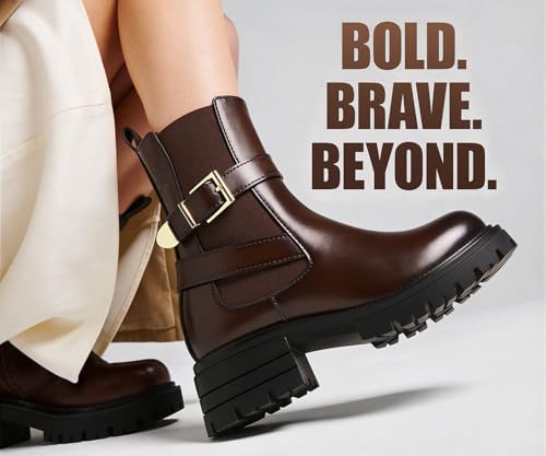 Image of LOUIS STITCH Women's High Ankle Boots| Elegant Buckle Slip-On Boots | Casual Slip-On Long Boots for Women | Casual & Formal Outings | LSLD-CLBT-LBB