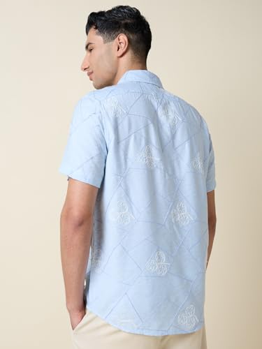 Image of Thomas Scott Men Premium Embroidered Slim Fit Casual Shirt