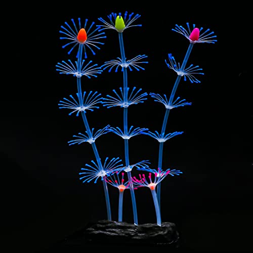 Uniclife Strip Coral Plant Ornament Glowing Effect Silicone Artificial Decoration For Fish Tank, Aquarium Landscape (Blue) Fish Aquarium Decoration Glow In The Dark Fish Tank Decorations #TOP23