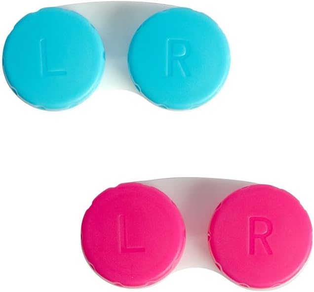 Contact Lens Case, Contacts Case，2 Pcs, Immersion Kit， Holder Container for Home, Office, Outdoor (2, Colorful)