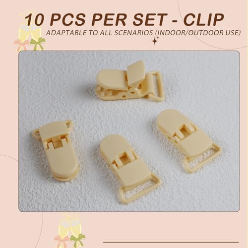 Image of 10-Pack Pacifier Clip Replacement Ends - BPA-Free Plastic Fasteners for DIY Baby Crafts, Sewing Bibs & Blankets Straps (3 /4 Inch, Complexion)