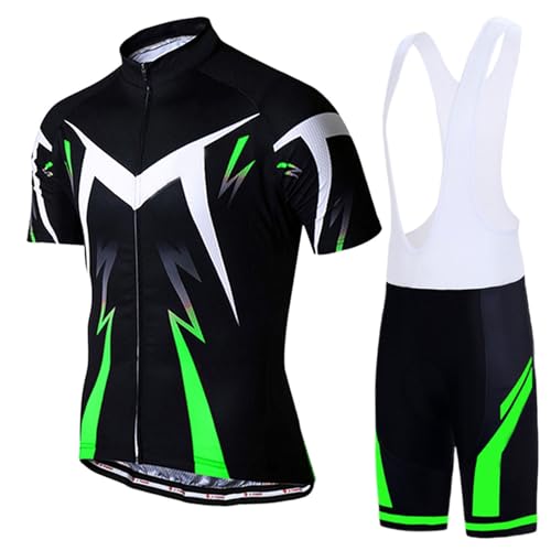 RUMAOZIA Conjunto de maillot de ciclismo para hombre de manga corta y pantalón de ciclismo, transpirable y de secado rápido, camiseta de ciclismo para hombre, ropa de ciclismo para bicicleta de
