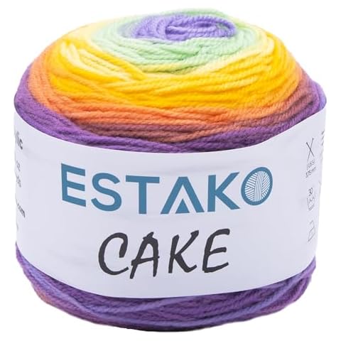 Estako Cake 100% Acrylic Multicolor Yarn, DK - Light Worsted #3 for Crochet and Knitting 3.5 Oz (100g) / 394 Yrds (360m) (Color - 330) Cover
