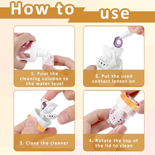 4 Stück Manuelle Kontaktlinsenreiniger,Kontaktlinsen Aufbewahrung,Kontaktlinsenbehälter Waschanlage,Rotations-Kontaktlinsenreinigungsbehälter,Für Den Täglichen Gebrauch Zuhause Reisen