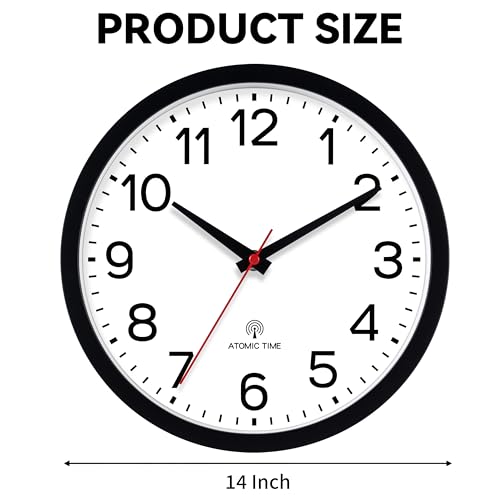 Image of AKCISOT Atomic Black Wall Clock Analog Clocks for Indoor Kitchen, Battery Operated Clock for Bedroom Office Living Room(14 Inch)