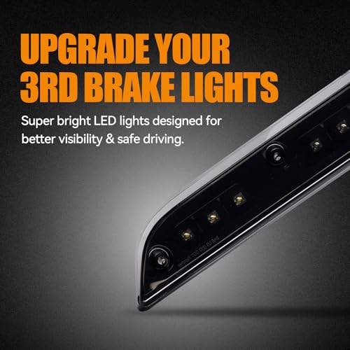 Image of Third 3rd Brake Light LED for 2015-2020 Ford F150, High Mount Rear Brake Lights Assembly for 2017-2020 F250 /F350 /F450 Super Duty, Waterproof Center Cab Lamp Stop Light (Black)