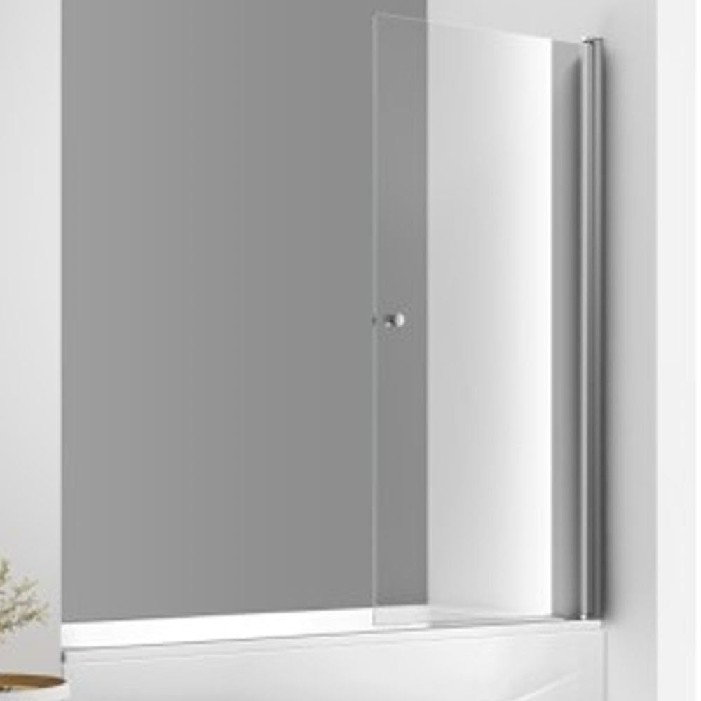 Milano Bathtub Screen (80x8x140) cm - Chrome Finish | Shower Door Clear Tempered Glass Framed Shower Tray and Cubicle | Glass Shower Partition Eclosure For Modern Bathroom