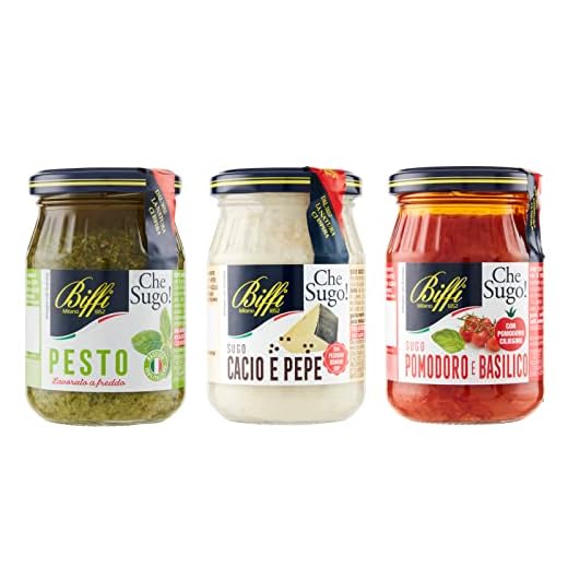 Biffi - Mix Specialità - Pesto Classico 190g - Sugo Cacio e Pepe 190g - Sugo Con Pomodoro e Basilico - 3 vasetti da 190g