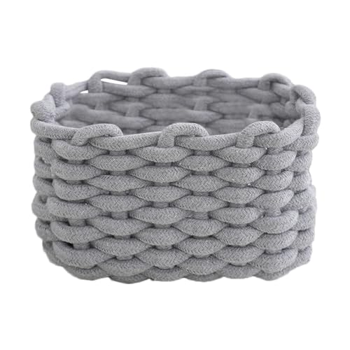 Generic Cotton Rope Small Storage Basket | Rectangle Storage Baskets | Desktop Basket Organizer for Cupboard Nursery Decor