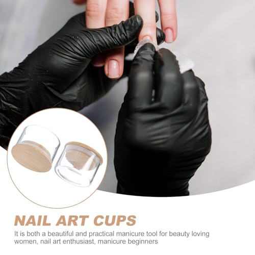 2 vasos de vidrio para manicure con tapa miniatura 3