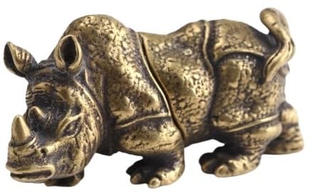 RueduFengShui - Statue Rhinocéros Feng Shui - Protection - Bleu - Gold - Asiatique - 9.5 x 3.4 x 5.5 cm