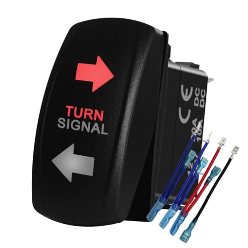 Image of 12V 24V RED Turn Signal Rocker Switch with Wires 7 PIN ON-Off-ON DPDT Switches for Car UTV ATV Motorcycle Truck Trailer Caravan SUV